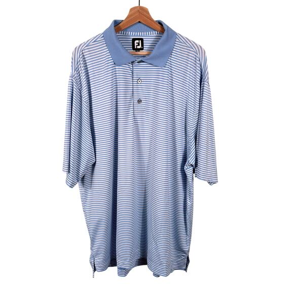 FootJoy Golf Men's Size XL Blue Striped Performance Short Sleeves Casual Shirt - Picture 1 of 9